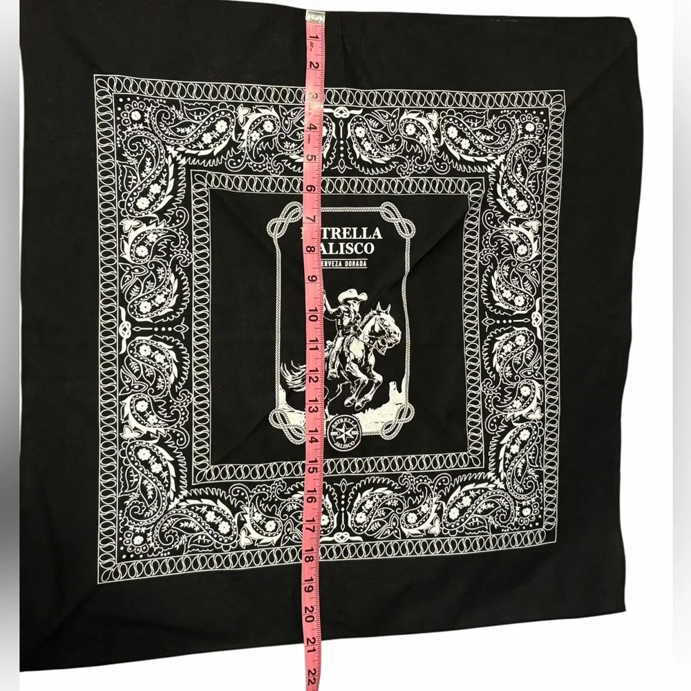 Estrella Jalisco Black and White Square Bandana/Scarf. NEW